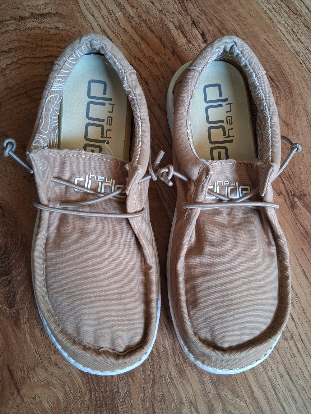 Hey Dude Kids Tan Canvas Slip-On Moccasins